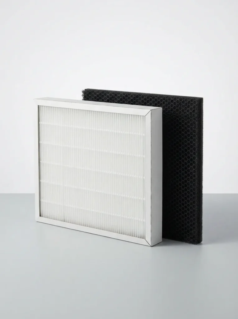 Winix Filter H 116130 replacement set with the white True HEPA filter and black carbon filter on a clean surface