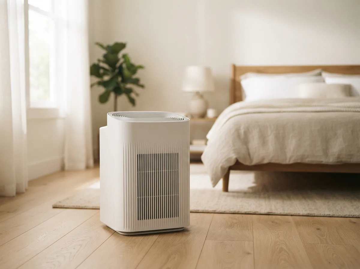 Winix A231 compact air purifier on a bedroom floor
