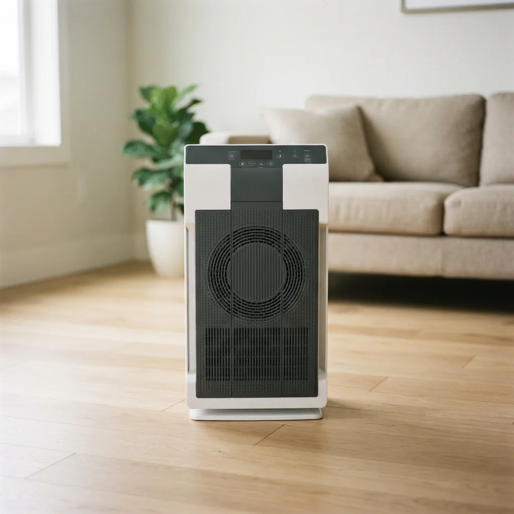 Winix 5520 air purifier on a living room floor with open space around it