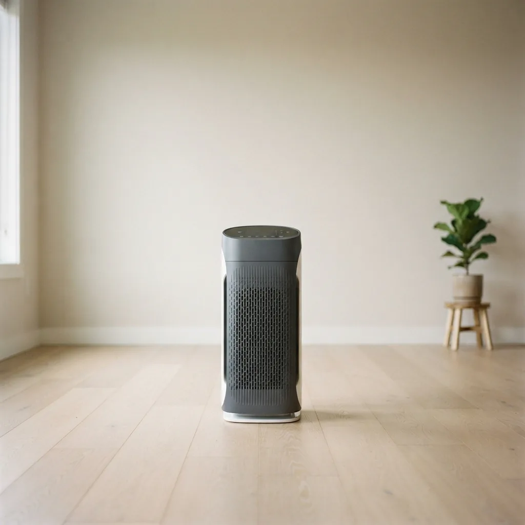 A Winix 5300-2 air purifier placed a short distance from a wall with clear space around its airflow outlet