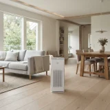 Winix Zero air purifier in a large open-plan living and dining room