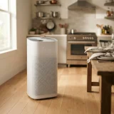 asset_21c4de472ca03afd Winix C545 air purifier standing near a kitchen dining table with a stovetop blurred behind