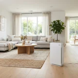asset_46b3110971055a9d Winix T810 at the edge of a spacious open living room with sofa and coffee table.