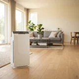 asset_713df5a622d73f2b Winix C535 air purifier standing in an open plan living room with sofa and dining table in the background