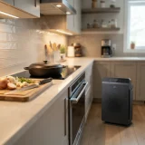 Winix 5500-2 air purifier placed near a kitchen counter after cooking