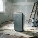 asset_bc5703b2a0c035de Winix T810 on a drop cloth in a room under renovation with a stepladder behind.