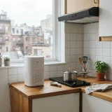 asset_bdc742a01669ef30 Winix A231 air purifier on a counter in a small city apartment kitchen