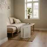 asset_ca63b3ac8de6f711 Winix C545 air purifier on the floor of a small apartment living space