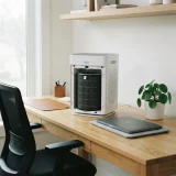 asset_f218ebda4c21b0a7 Winix C610 air purifier with a Filter Z canister on a tidy home office desk beside a laptop